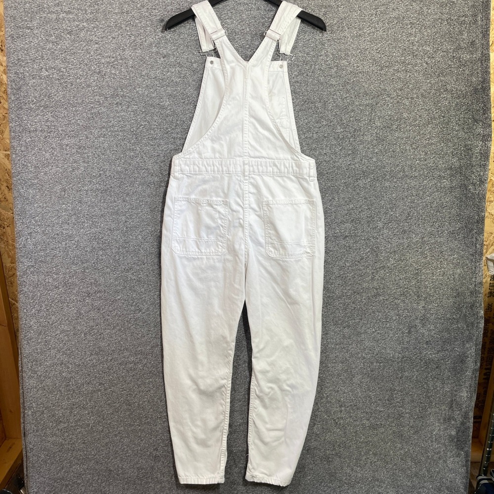 Zara Overalls Womens XS White Distressed Bib Overalls Basic Z1975 Denim Cotton - Picture 6 of 11